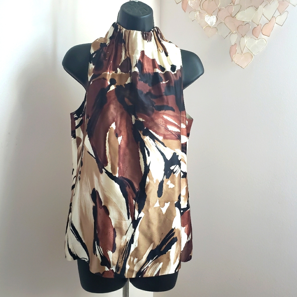 Taylor Gathered Neck Print  Silk Top